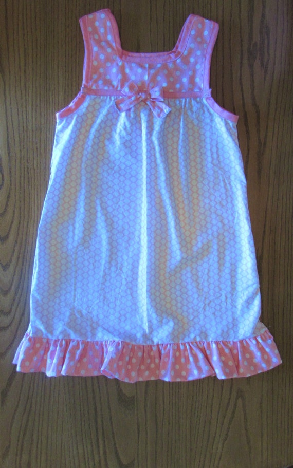 Girls nightgown / long nightgown/ summer nightgown / cotton nightgown/ purple or pink / polka dot and flowers
