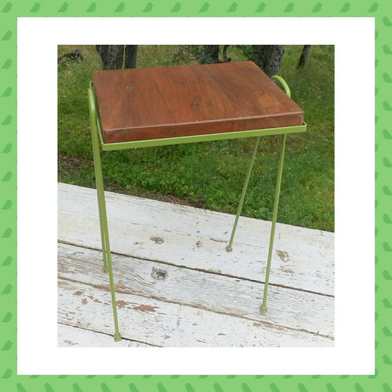 Small Side Table Hairpin Legs Wrought Iron by MakingMidCenturyMod