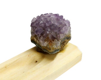 Amethyst Cluster Wooden Incense Burner - Incense Holder - (RK68B15)