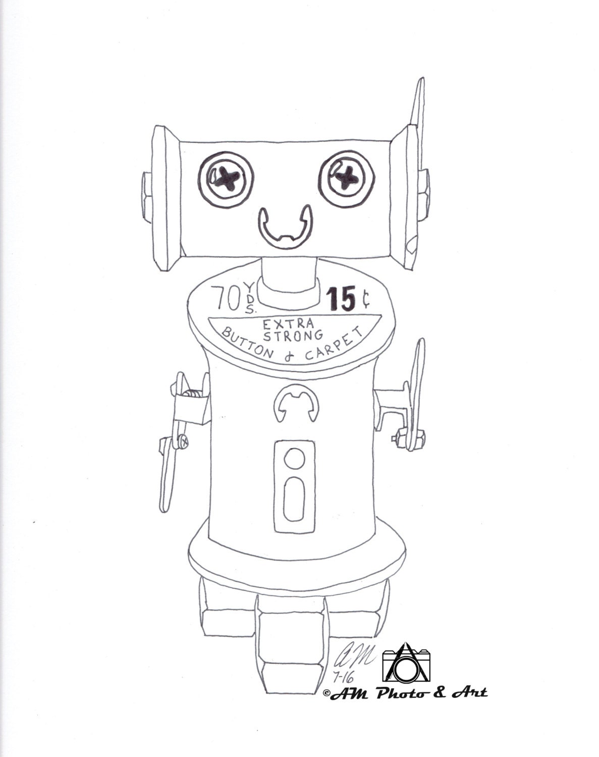 Robot Coloring Page Download by AMPhotoandArt on Etsy