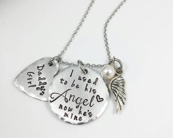 I used to be his Angel, now he's mine, Daddy's Girl Necklace, Remembrance Necklace, Loss, memory necklace, dad memory, loss, in memory of
