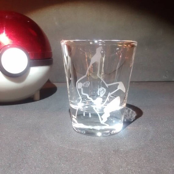 Pokemon Mimicyu etched shot glass fan art