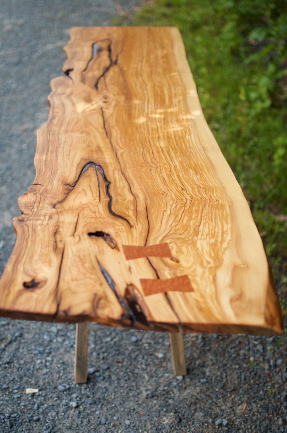 Olive wood live edge slab bar top