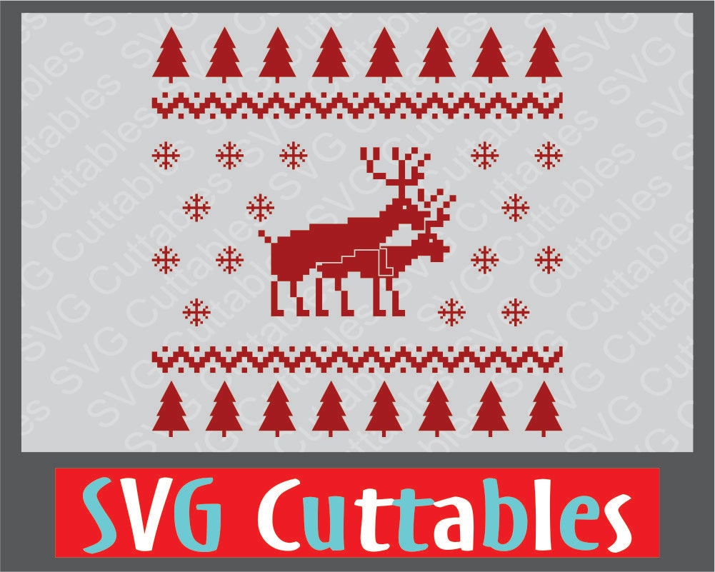 Download Reindeer Love Ugly Christmas Sweater Vector SVG by ...