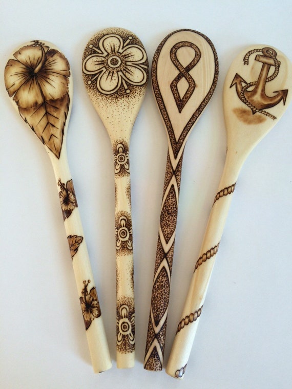 Items similar to Hand Wood Burned Wooden Spoon. Nautical ...
