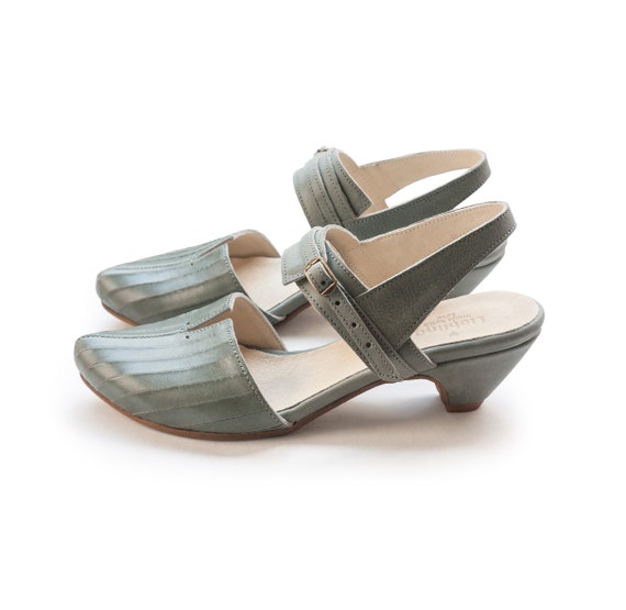 sage green block heel sandals