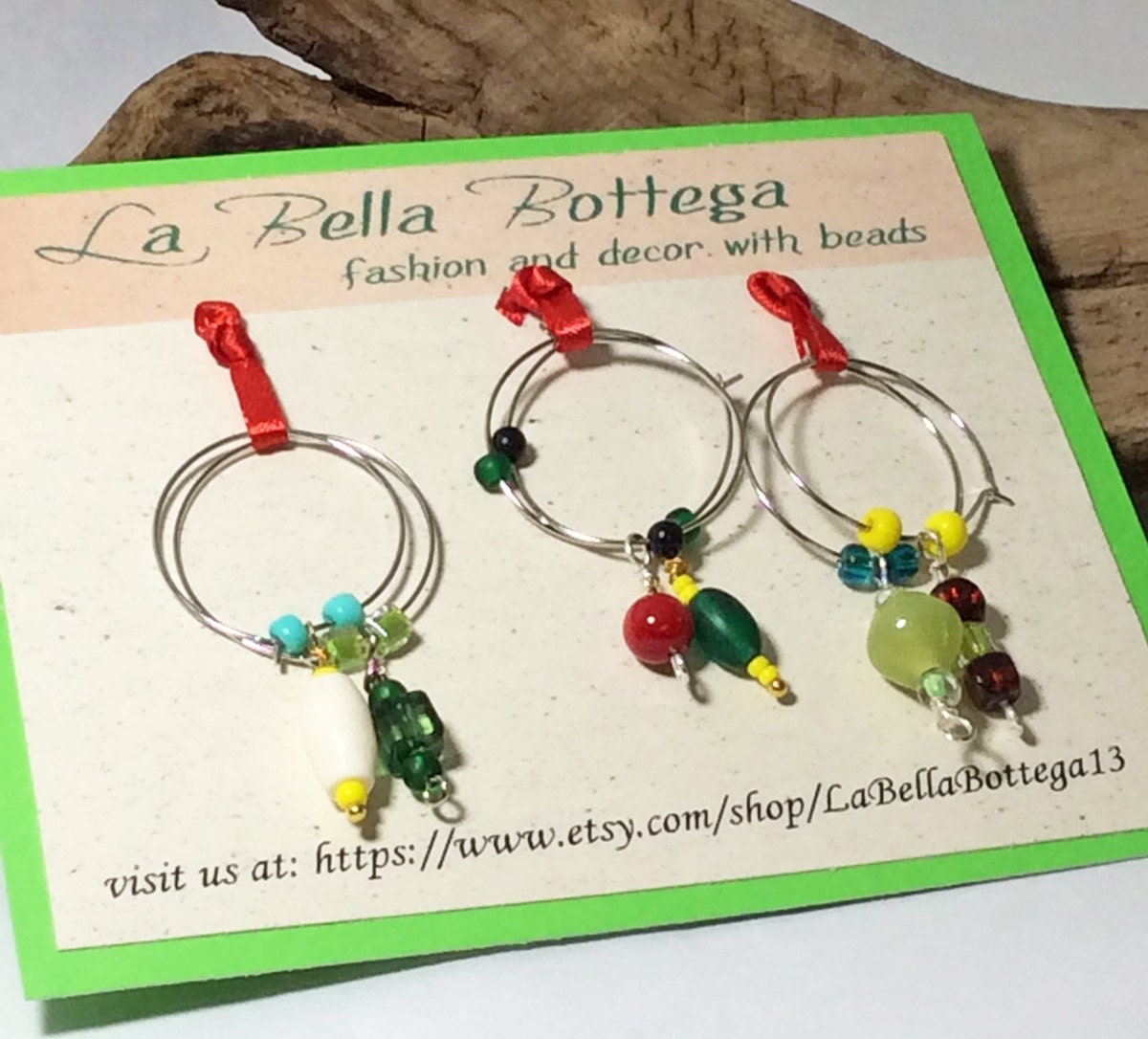 Wine charms. Wine glasses charms. Wine gift. by LaBellaBottega13