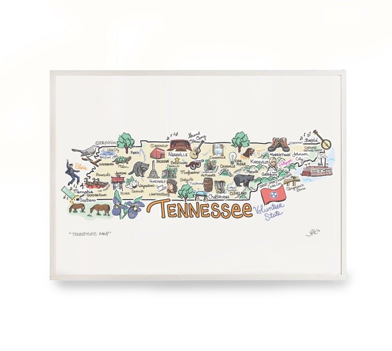 Tennessee Art Tennessee Map Tennessee Print TN Art