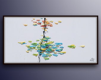 Abstract painting 72" SKY & EARTH - Large ,oil on Canvas , thick paint, Modern art, Original Handmade, By Koby Feldmos
