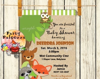 Printable Woodland Creatures Baby Shower invitation