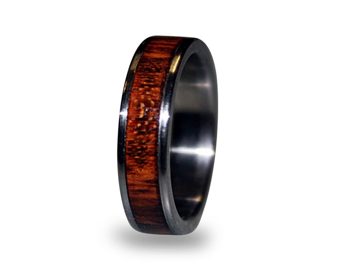 Titanium Ring With Snakewood Inlay, Wood Ring, Titanium Wedding Band, Mens Band