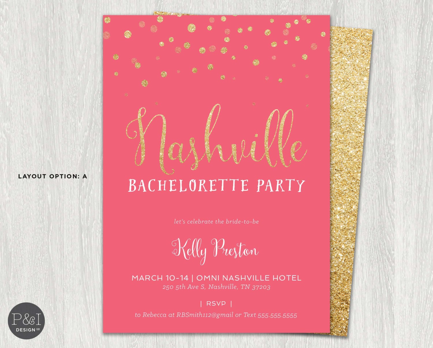 Nashville Bachelorette Party Glitter Invitation Printable