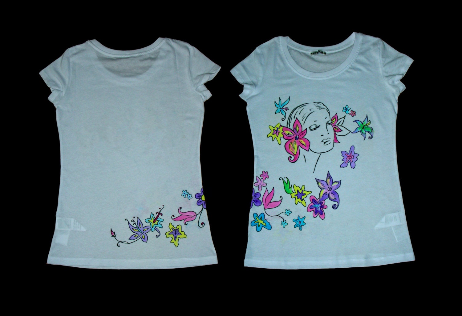 Hand painted t-shirt. Wearable art. Painted t-shirt. Painted