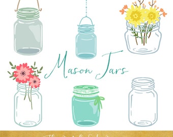 Mason Jar Clipart Set - INSTANT DOWNLOAD - 20 .PNG Images