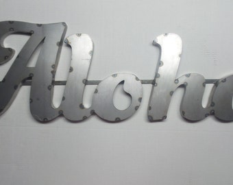 Aloha metal art sign vintage industrial 3D