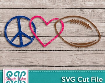 Peace Love Football SVG JPG PNG {Scrapbook Die Cut Heat Transfer Vinyl Cut} Silhouette svg Cricut svg Instant Download Sweet Kate Designs