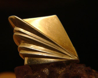 Bold Sterling Silver & 14k Gold Artisan High Profile Ring