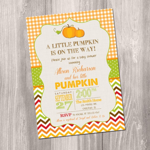 Items similar to Pumpkin Baby Shower Invitation, Fall Baby Shower ...