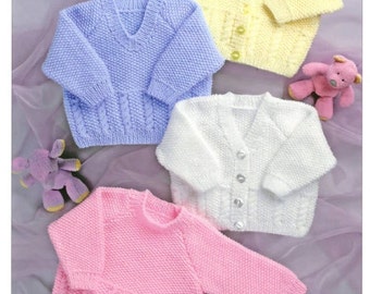 Sweaters and Cardigans Baby Knitting Pattern PDF instant download Size 16 - 24 inch Double Knitting