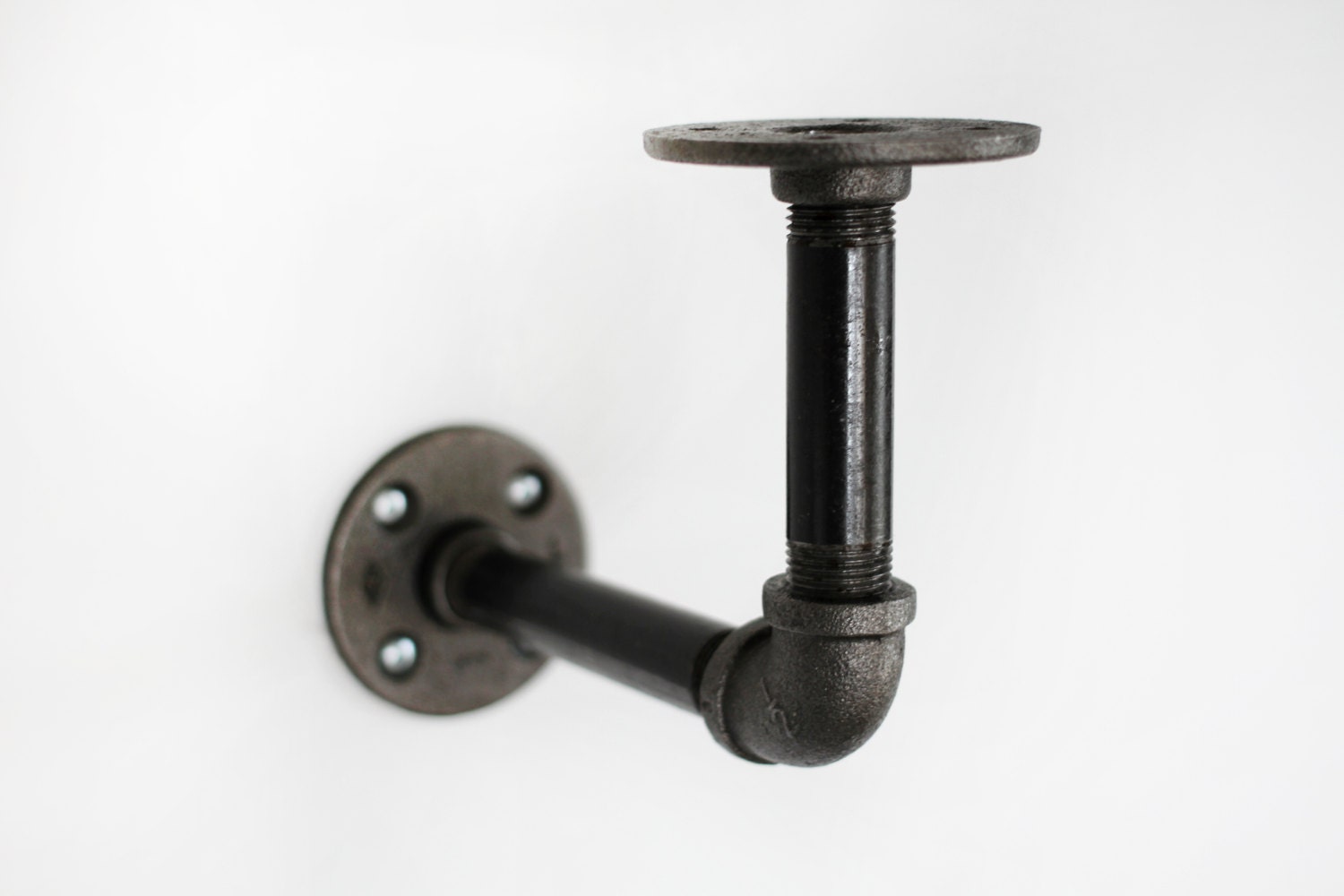 Multifunctional Bracket in Black Iron Pipe. Shelf Bracket or