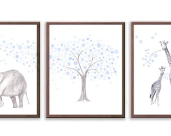 Art For Baby, Nursery Wall Art, Watercolor Kids Art, Animal Nursery Decor, Limited Edition Set Of Three Art Prints - SO83W