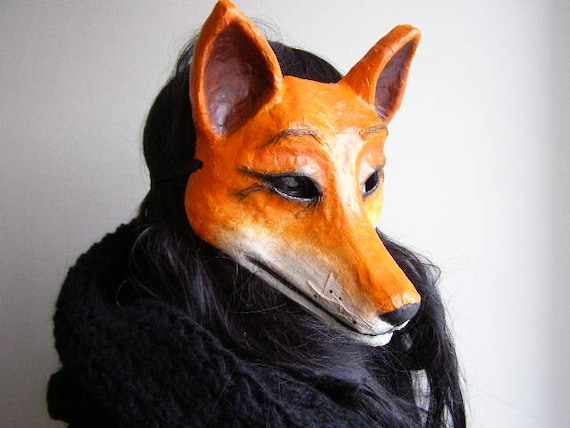 Fox mask Paper mache mask Animal mask Fox head Fox by EpicFantasy