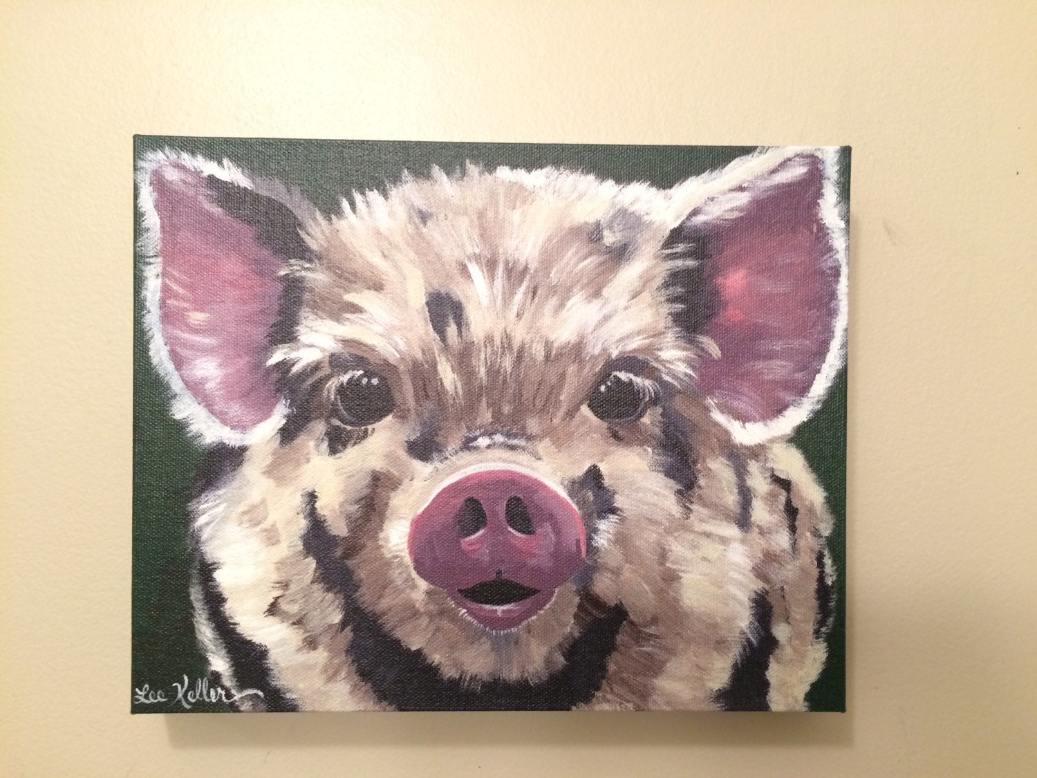 Canvas pig print. Pig art print from original Pig on canvas