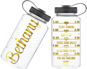 Motivational Water Bottle - best friend gift - unique gift for bridesmaid - team water intake bottle - workout water bottle - 34 oz monogram