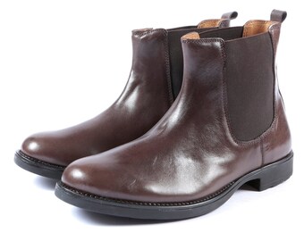 Aspele Mens Brown Leather Chelsea Ankle Boots