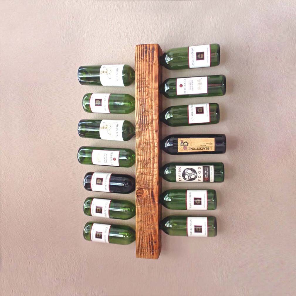 Wood Wall Wine Rack Post Style Vertical Wine Rack Holds 14