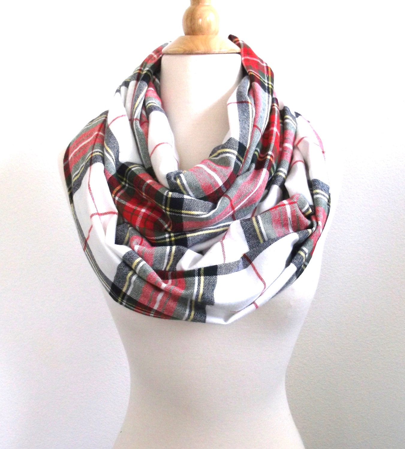 Flannel infinity Scarf Plaid Scarf Christmas scarf by SewBirdiful