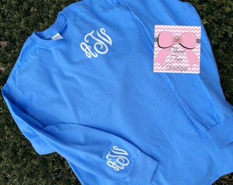 Monogram Long Sleeve Shirt. Glitter Monogrammed Shirt. Monogrammed Long Sleeve. Monogrammed Gifts. Women Monogram Shirt. Glitter.