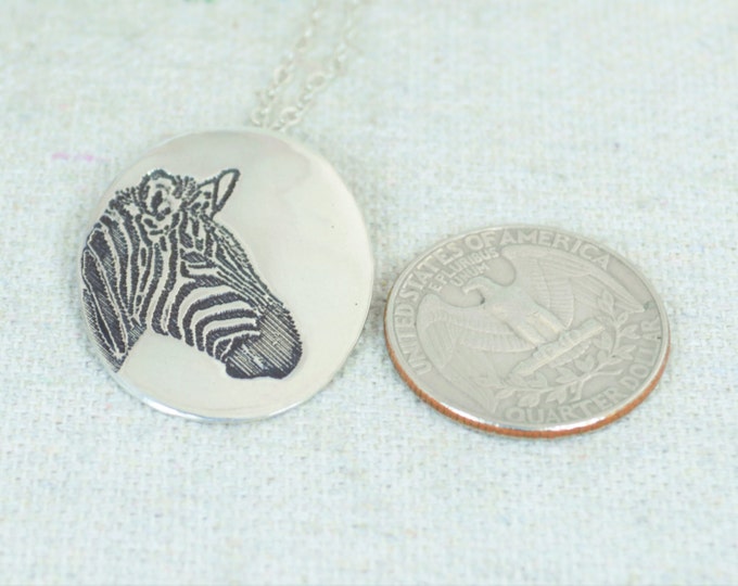 Zebra Pendant, Zebra Necklace, Silver Zebra Necklace, Animal Necklace, Zebra Jewelry, Zebra, Zebra Jewelry Set, Zebra Sterling Pendant