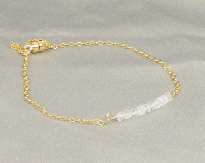 Quatrz Bracelet, Danity Stacking Bracelet, 14k Gold Fill, Sterling Silver, Rose Gold, Bracelet, Quartz Bar Bracelet, Gold Quartz Bracelet