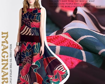 110CM Wide 10MM Thin Print Silk Georgette Fabric for Summer Dress Shirt