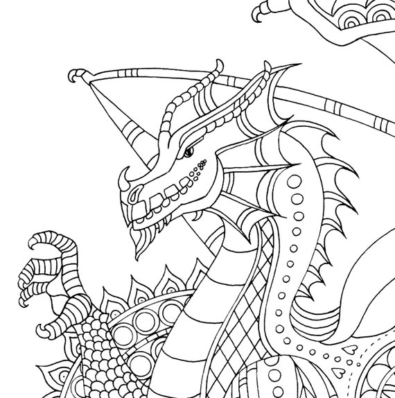 Welsh Dragon Adult Colouring Page Instant PDF Download