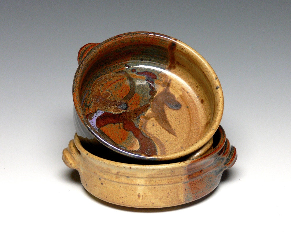 Set of 2 Pottery Bowls Stoneware Soup Bowls Hand Thrown Dip