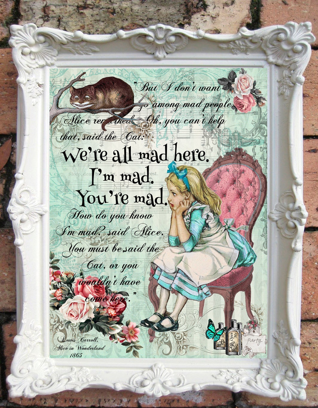 Alice in Wonderland Decor ALICE in Wonderland Quote Art Print