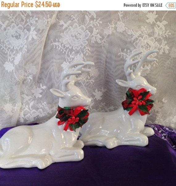 white ceramic reindeer figurine