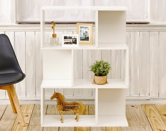 Eco Friendly 3-Shelf Bookcase Shelving - Pearl White Simple Bookshelf Storage Shelf Tool-Free Assembly LIFETIME WARRANTY (ps-3s-1-we)