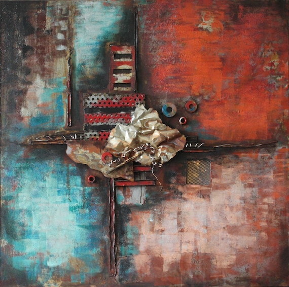 SALE Abstract-3 3d Metal Wall Art Hand Painted by LuluDecorInc