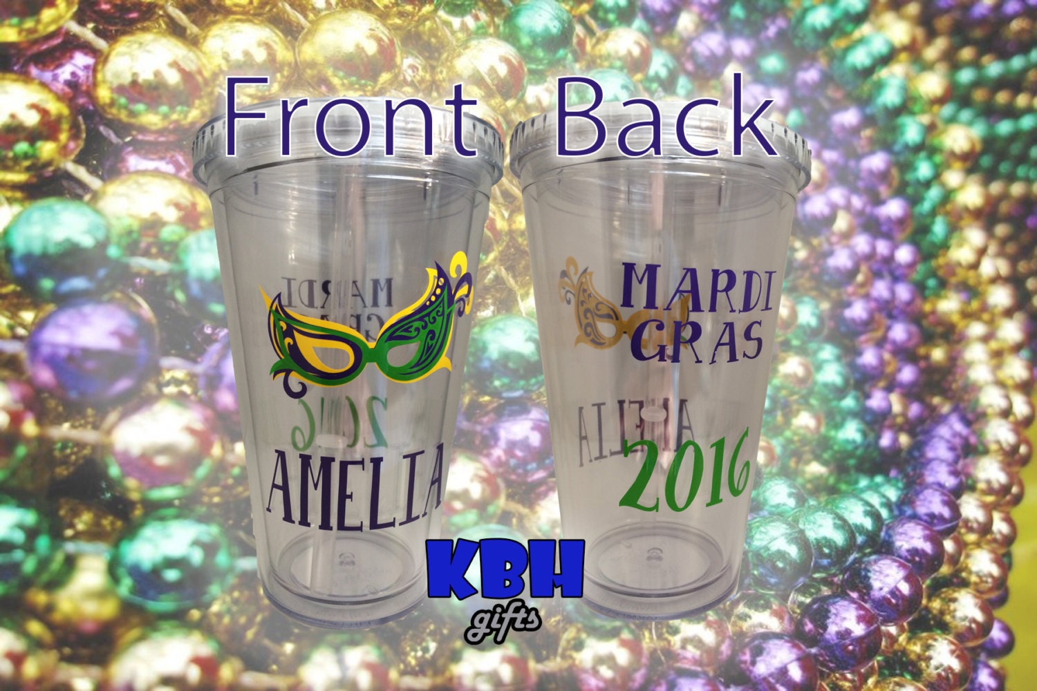 Custom Mardi Gras Tumbler