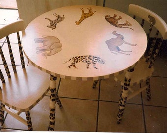 hand painted peter rabbit table & chair set kids furniture