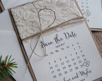Save the Date, Lace Save the Date, Rustic Save the Date, Eco Save The date,