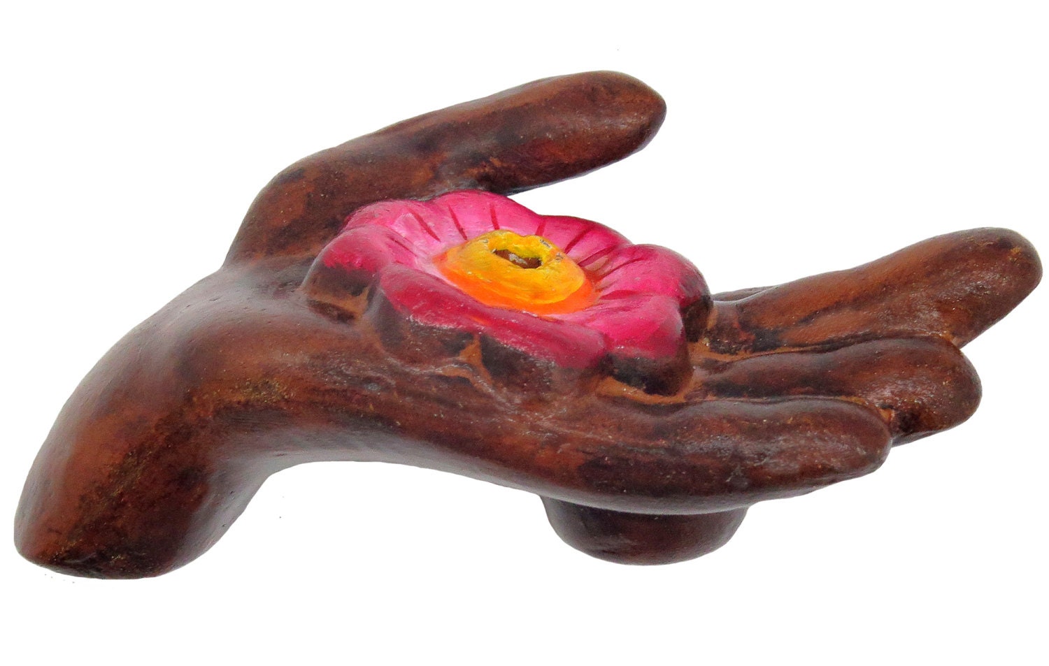 Ceramic Incense Burner Hand Holder with Lotus Flower