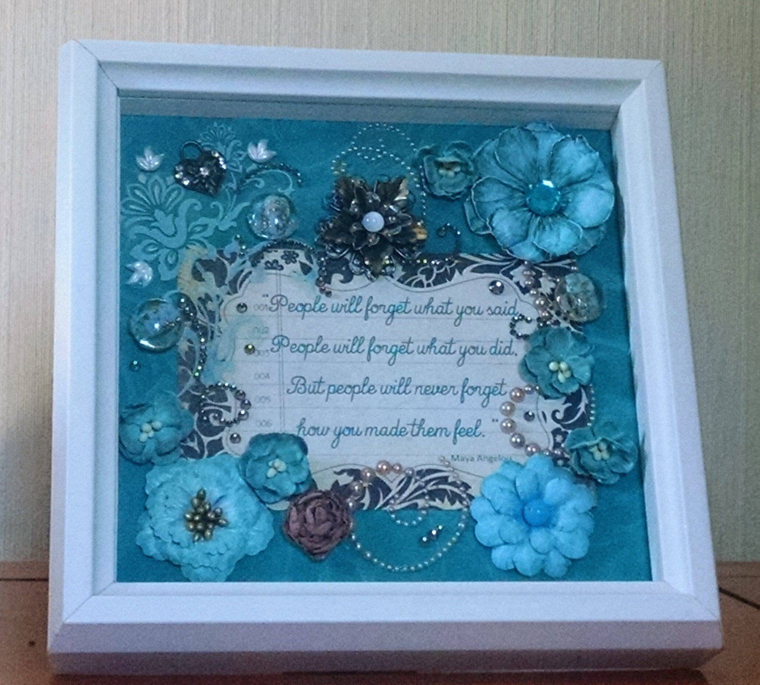 Shadow box with Inspirational Quote accented with by Mamahabick