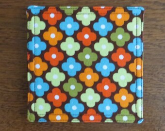 Fabric coasters, set of four, retro mod design on 100% cotton, 70's design