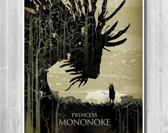 Princess Mononoke Poster, Hayao Miyazaki Minimalist Movie poster , Anime poster, My Neighbor Totoro poster, Nursery Art