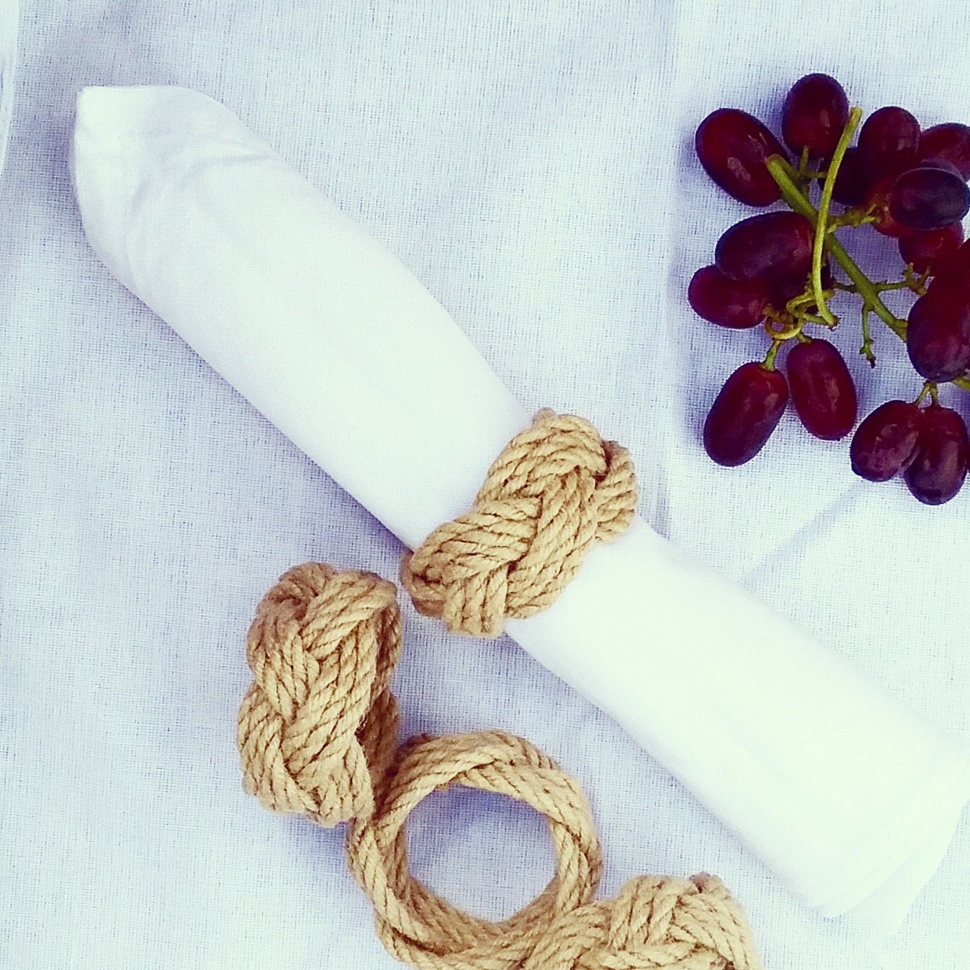 Nautical Napkin Rings Set of Four Rustic Rope Serviette