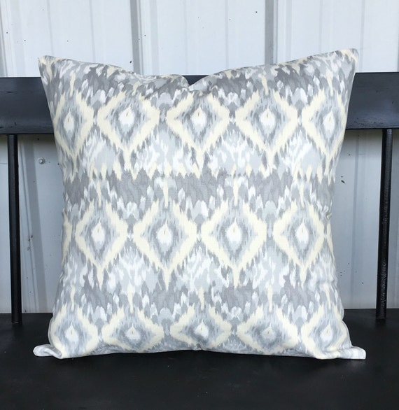 Pillow cover 14x14 Living room pillow gray white pale yellow